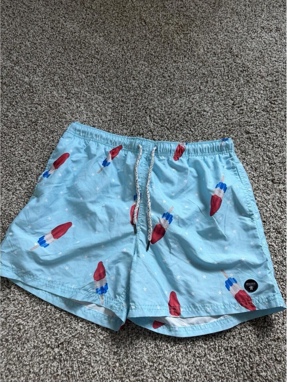 AMERICANA | 4TH OF JULY Molokai Mens Swim Trunks RED WHITE AND BLUE Popsicles